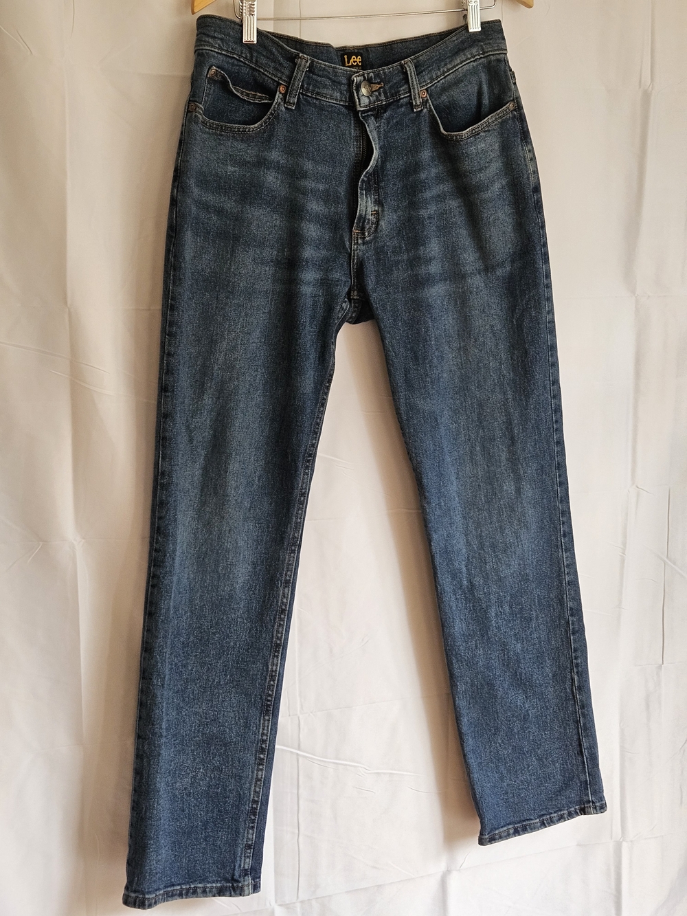 Lee Denim Jeans - Dark Blue with Brown Leather Patch